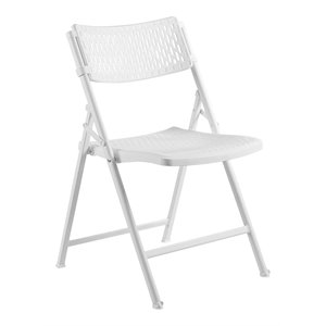 Pemberly Row 32&quot Modern Metal Folding Chair in White (Set of 4)