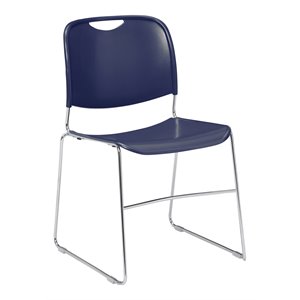 Pemberly Row 31&quot Modern Ultra-Compact Plastic Stack Chair in Navy Blue