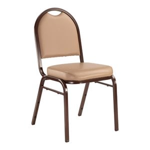 Pemberly Row 35&quot Metal and Vinyl Stack Chair in French Beige/Mocha