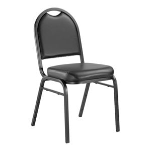Pemberly Row 35&quot Metal and Vinyl Stack Chair in Panther Black/Black Sandtex