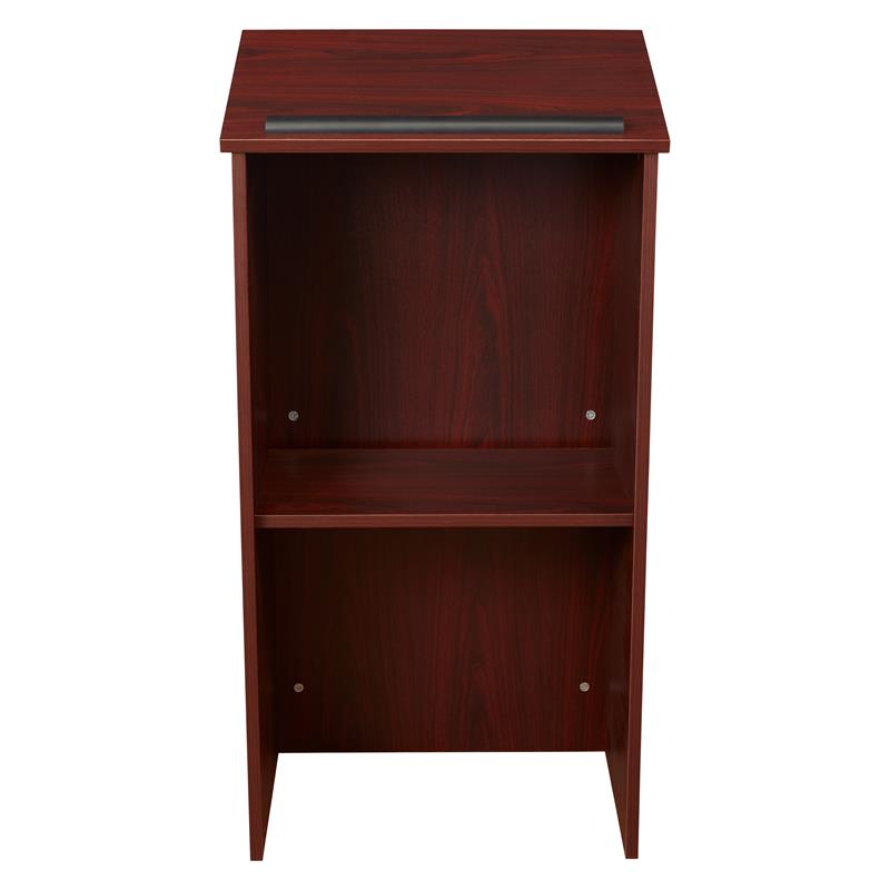Pemberly Row Contemporary Wood Full Floor Lectern in Mahogany