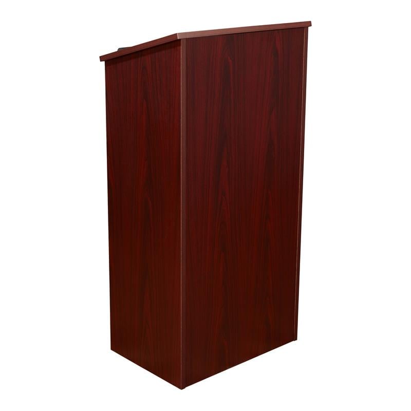 Pemberly Row Contemporary Wood Full Floor Lectern in Mahogany