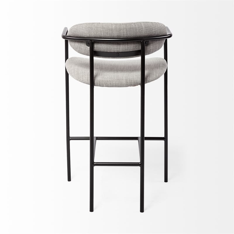 Pemberly Row Contemporary Gray Fabric Seat Black Metal Counter Stool
