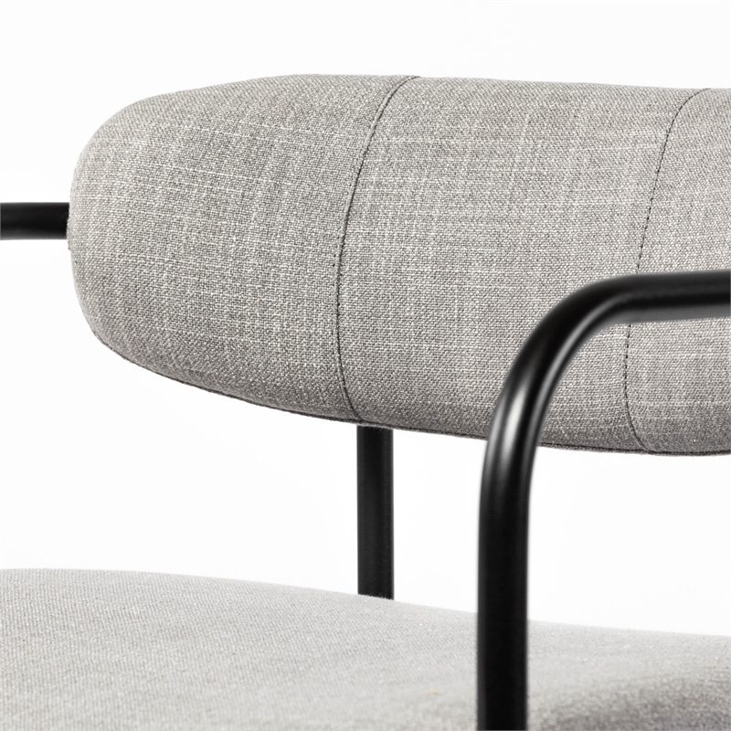 Pemberly Row Contemporary Gray Fabric Seat Black Metal Counter Stool