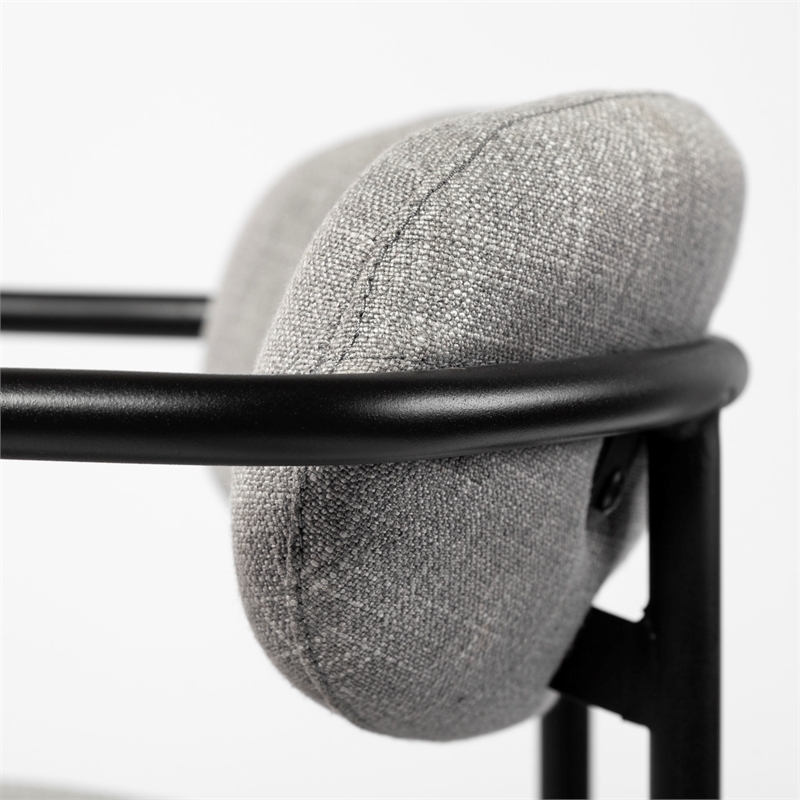 Pemberly Row Contemporary Gray Fabric Seat Black Metal Counter Stool