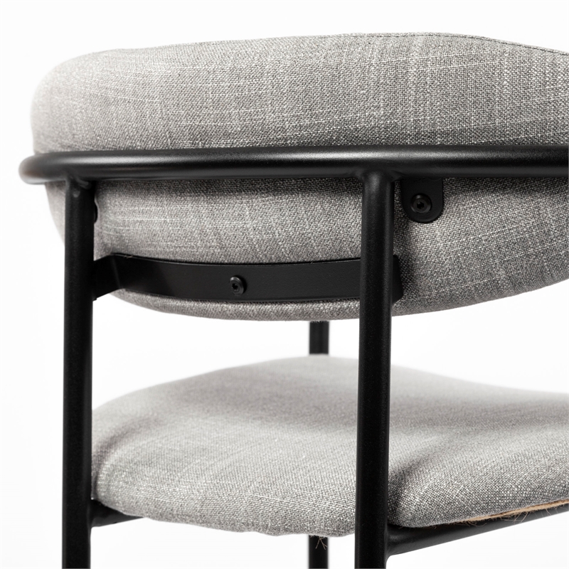 Pemberly Row Contemporary Gray Fabric Seat Black Metal Counter Stool