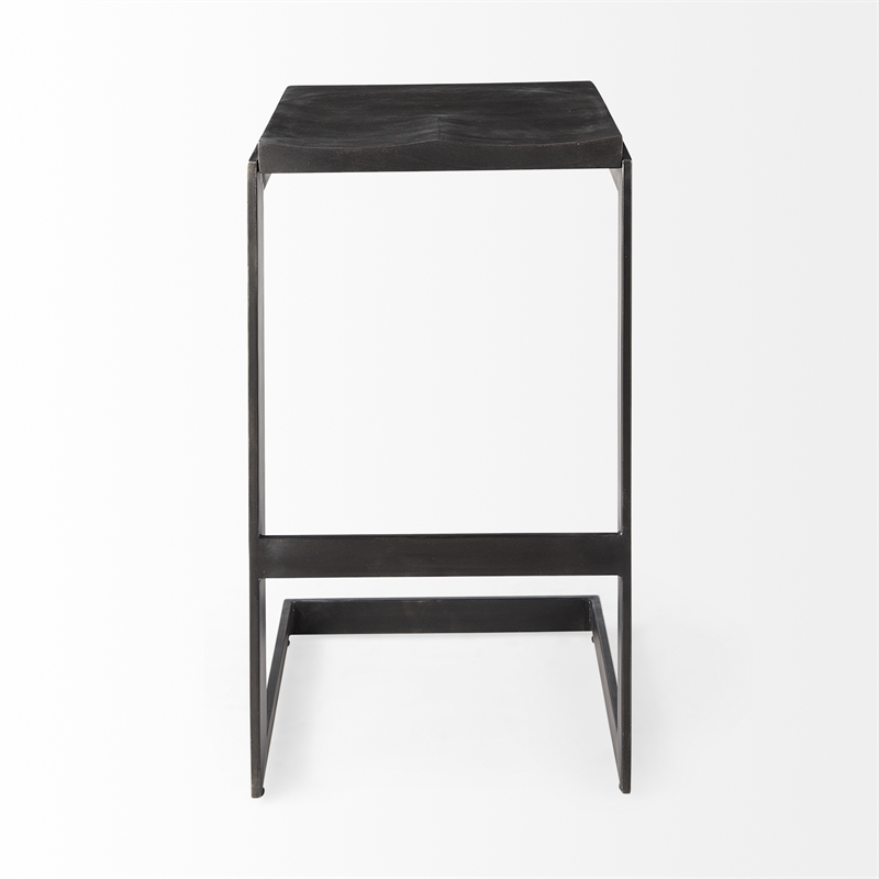 Pemberly Row 18Lx17Wx30H Black Wood with Brushed Metal Frame Bar Stool