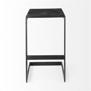 Pemberly Row 18Lx17Wx30H Black Wood with Brushed Metal Frame Bar Stool