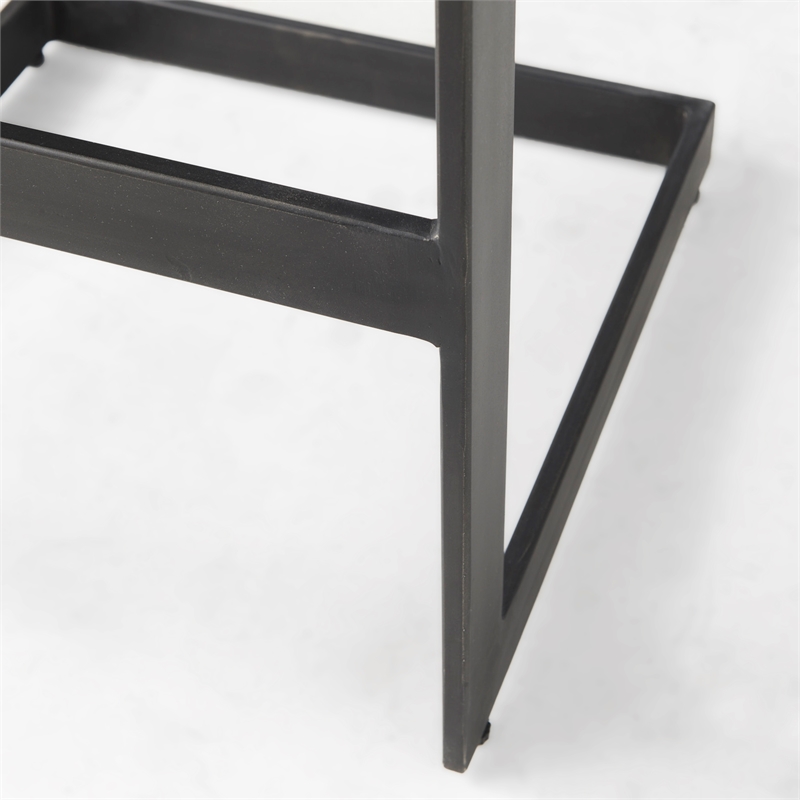 Pemberly Row 18Lx17Wx30H Black Wood with Brushed Metal Frame Bar Stool