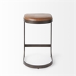 Pemberly Row 17Lx18Wx28H Medium Brown Leather with Gun Metal Gray Base Stool