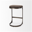 Pemberly Row 17Lx18Wx28H Dark Brown Leather with Gun Metal Gray Base Stool