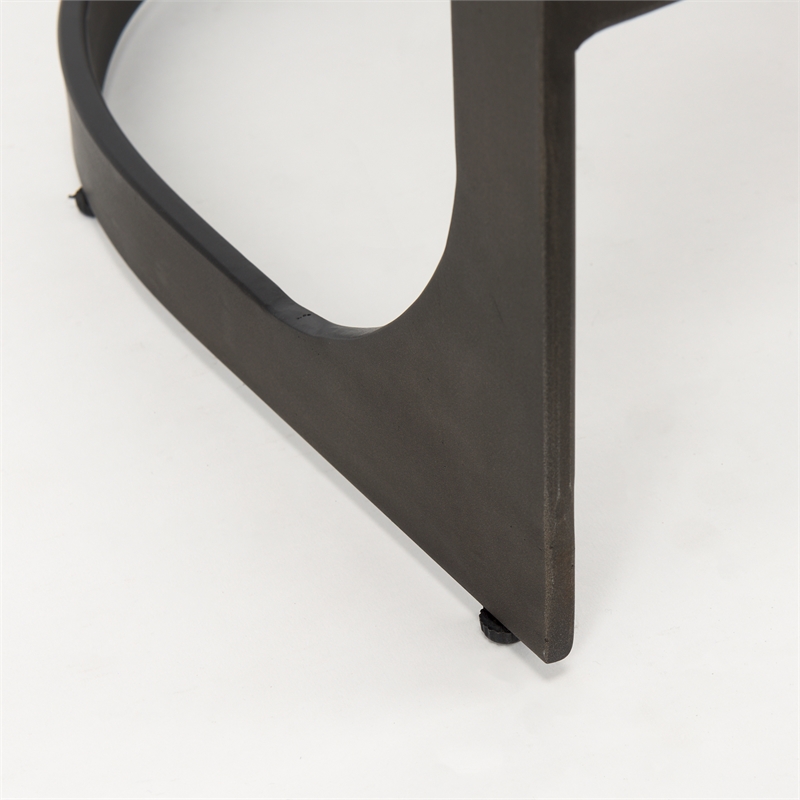 Pemberly Row 17Lx18Wx28H Dark Brown Leather with Gun Metal Gray Base Stool