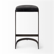 Pemberly Row 17Lx18Wx31H Black Leather with Gunmetal Gray Base Stool