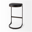 Pemberly Row 17Lx18Wx31H Black Leather with Gunmetal Gray Base Stool