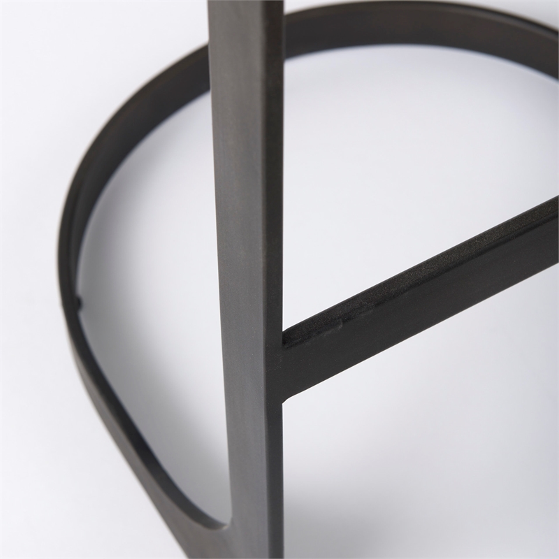 Pemberly Row 17Lx18Wx31H Black Leather with Gunmetal Gray Base Stool