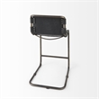 Pemberly Row 21Lx25Wx38H Black Leather with Gunmetal Gray Frame Stool