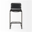 Pemberly Row 21Lx25Wx42H Black Leather with Gun Metal Gray Frame Stool