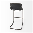 Pemberly Row 21Lx25Wx42H Black Leather with Gun Metal Gray Frame Stool