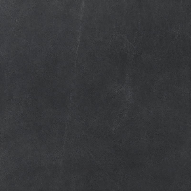 Pemberly Row 21Lx25Wx42H Black Leather with Gun Metal Gray Frame Stool