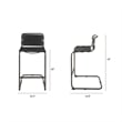 Pemberly Row 21Lx25Wx42H Black Leather with Gun Metal Gray Frame Stool