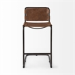 Pemberly Row 21Lx25Wx42H Medium Brown Leather with Gun Metal Gray Stool