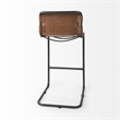 Pemberly Row 21Lx25Wx42H Medium Brown Leather with Gun Metal Gray Stool