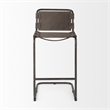 Pemberly Row 21Lx25Wx42H Dark Brown Leather with Gun Metal Gray Frame Stool