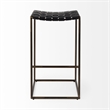 Pemberly Row 18Lx16Wx30H Black Woven Leather with Iron Frame Stool