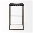 Pemberly Row 18Lx16Wx30H Black Woven Leather with Iron Frame Stool