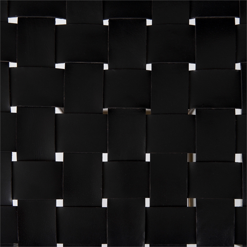 Pemberly Row 18Lx16Wx30H Black Woven Leather with Iron Frame Stool