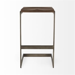 Pemberly Row Contemporary 18Lx17Wx30H Medium Brown Wood Bar Stool