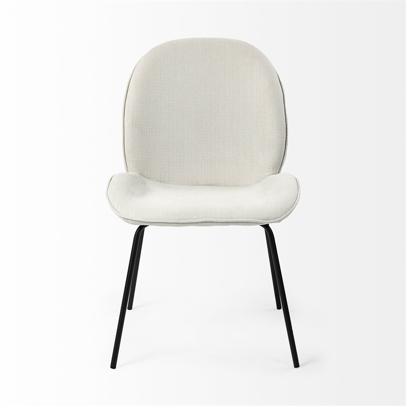 Pemberly Row White Fabric Seat Black Metal Frame Dining Chair (Set of 2)