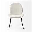 Pemberly Row White Fabric Seat Black Metal Frame Dining Chair (Set of 2)