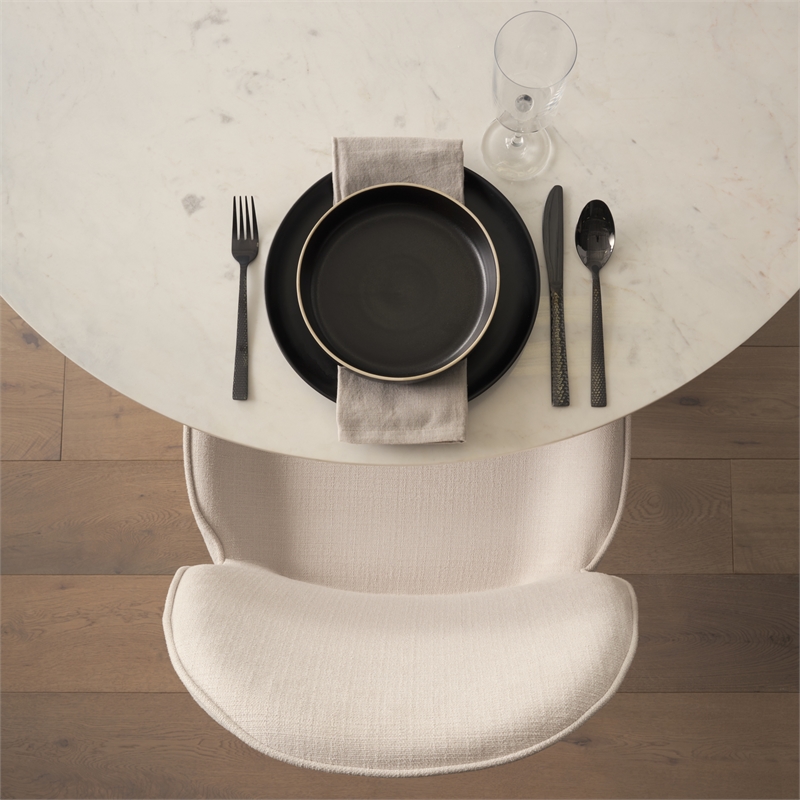 Pemberly Row White Fabric Seat Black Metal Frame Dining Chair (Set of 2)