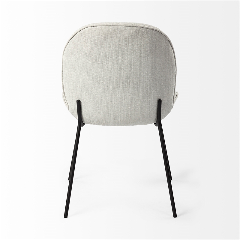 Pemberly Row White Fabric Seat Black Metal Frame Dining Chair (Set of 2)