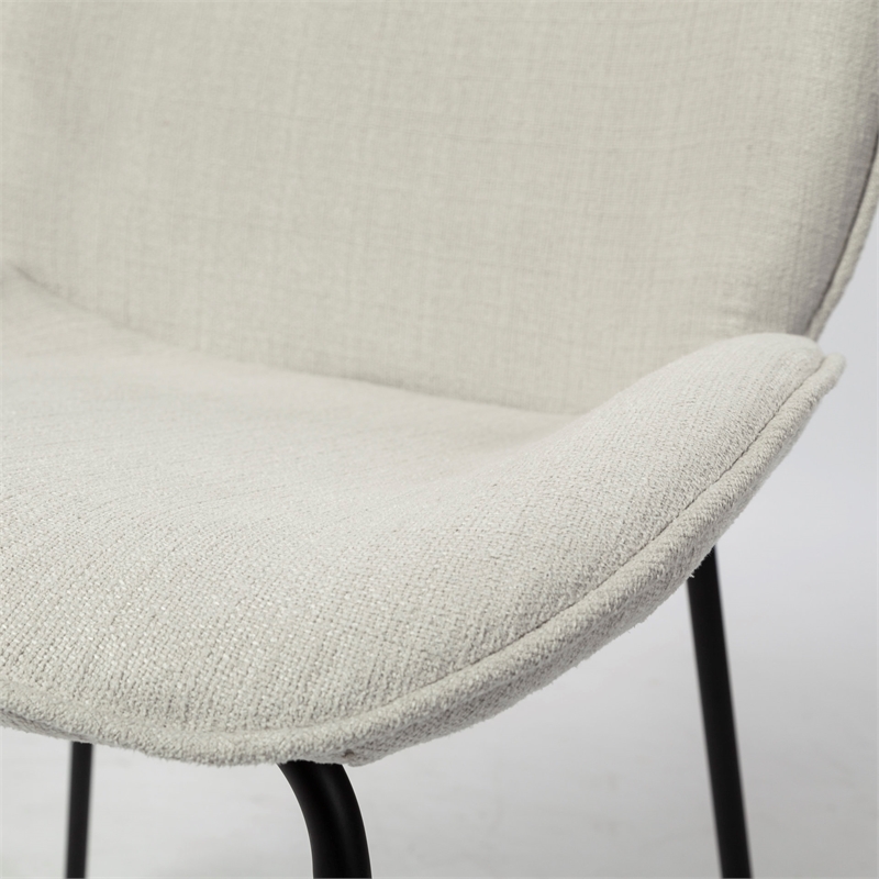 Pemberly Row White Fabric Seat Black Metal Frame Dining Chair (Set of 2)