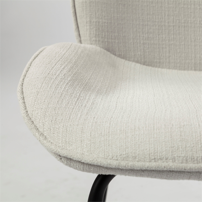 Pemberly Row White Fabric Seat Black Metal Frame Dining Chair (Set of 2)