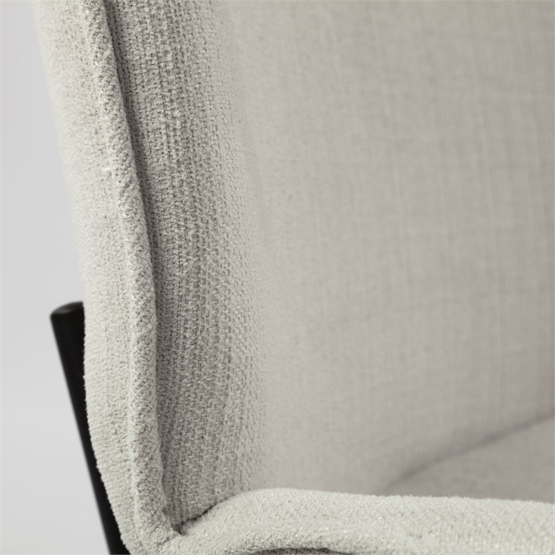 Pemberly Row White Fabric Seat Black Metal Frame Dining Chair (Set of 2)