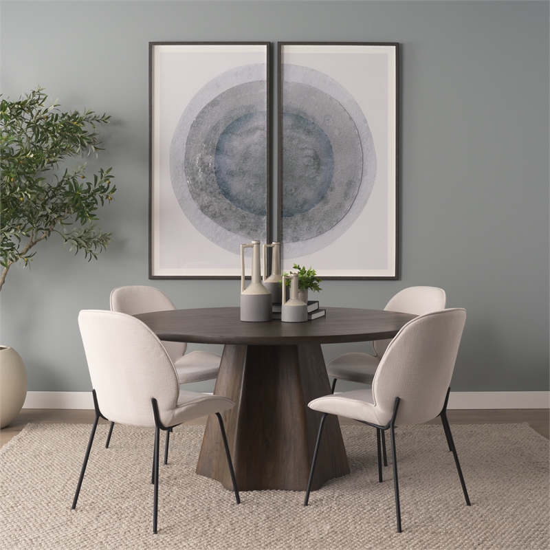 Pemberly Row White Fabric Seat Black Metal Frame Dining Chair (Set of 2)