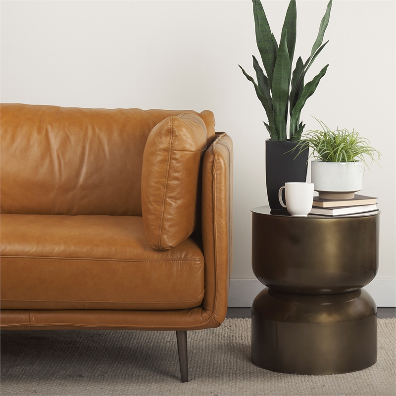Pemberly Row Contemporary 17Lx17Wx20H Gold Metal Accent Hourglass Table