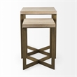 Pemberly Row 19Lx19Wx26H Light Brown Wood with Gold Metal Base Accent Tables