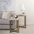 Pemberly Row 19Lx19Wx26H Light Brown Wood with Gold Metal Base Accent Tables