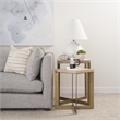 Pemberly Row 19Lx19Wx26H Light Brown Wood with Gold Metal Base Accent Tables