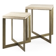 Pemberly Row 19Lx19Wx26H Light Brown Wood with Gold Metal Base Accent Tables