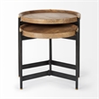 Pemberly Row 22.5Lx22.5Wx20.8H Brown Wood & Black Metal Base Nesting Side Tables