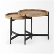 Pemberly Row 22.5Lx22.5Wx20.8H Brown Wood & Black Metal Base Nesting Side Tables