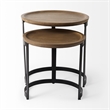 Pemberly Row 19.3Lx19.3Wx19H Brown Wood with Black Metal Nesting Side Tables