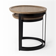 Pemberly Row 19.3Lx19.3Wx19H Brown Wood with Black Metal Nesting Side Tables