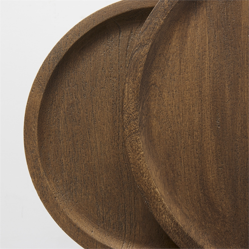 Pemberly Row 19.3Lx19.3Wx19H Brown Wood with Black Metal Nesting Side Tables
