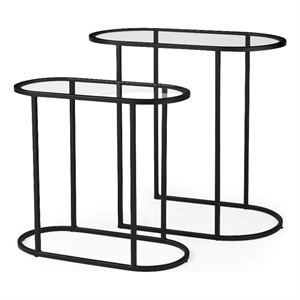 Pemberly Row 24.2 Lx12.6 Wx22.4 H Black/Silver Metal and Glass Accent Tables